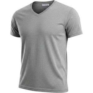 Lady Foot Locker Sport Womens V-Neck T-Shirt Gray Cotton Short Sleeve Size M